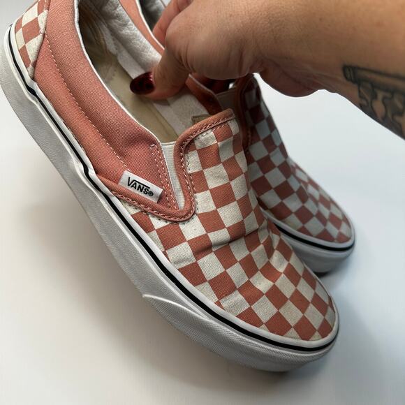 VANS Pink Checks Classic Slip On shoes - Picture 4 of 7